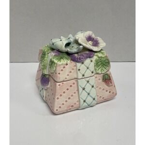 Fitz & Floyd essentials trinket‎ box floral jewelry box  flowers, ribbons & bows